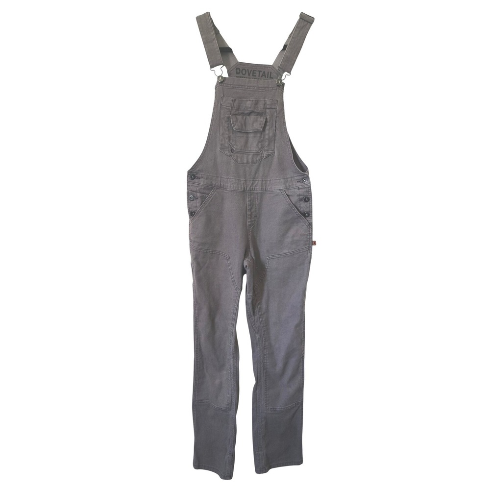 Dovetail Workwear Freshley Overalls Womens 4/30 Dark Gray Canvas Utility Bibs